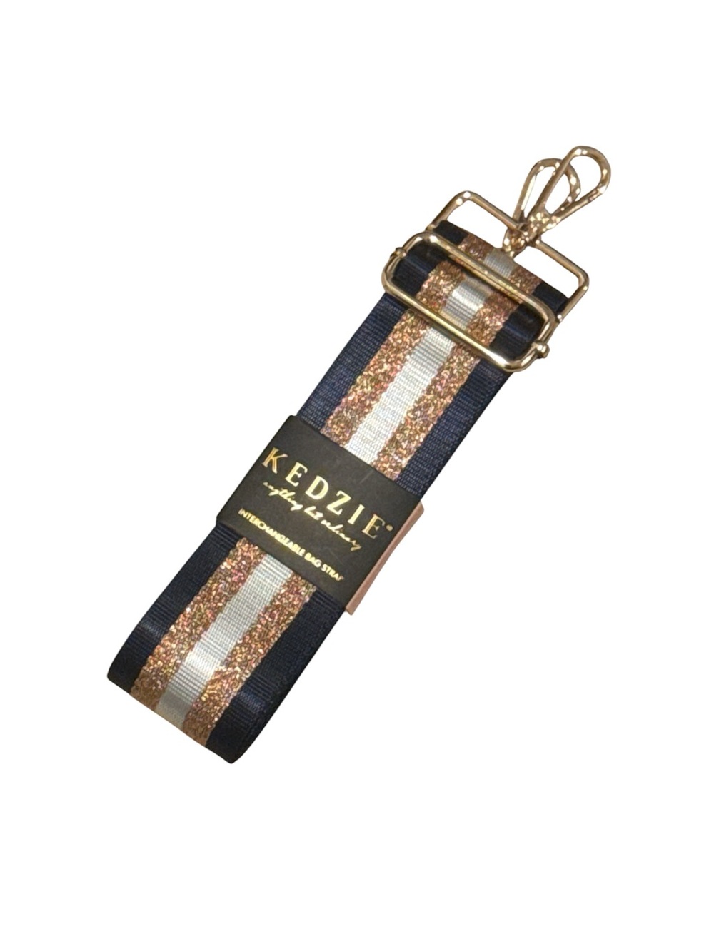 NEW Kedzie Interchangeable Bag Strap Navy Rose Gold Glitter